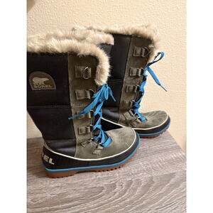 Sorel Womens Tivoli High II NL2094-213 Gray Green Lace Up Snow Boots Size 6